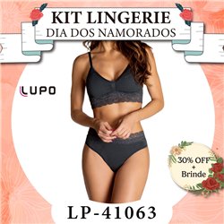 Dia dos Namorados Kit Lingerie Lupo 41063+40063 Preto
