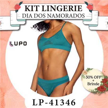Dia dos Namorados Kit Lingerie Lupo 41346+40346 Verde