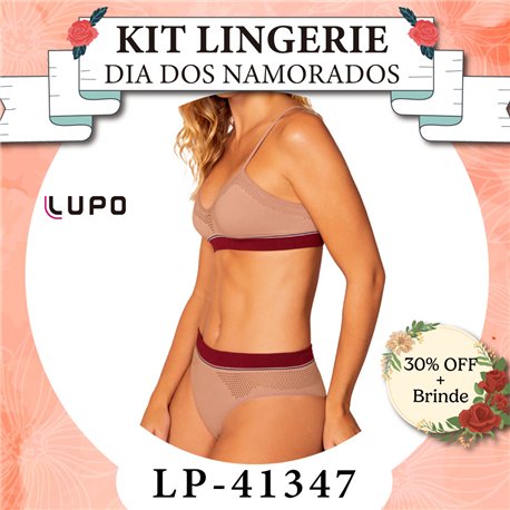 Dia dos Namorados Kit Lingerie Lupo 41347+40347 Nude