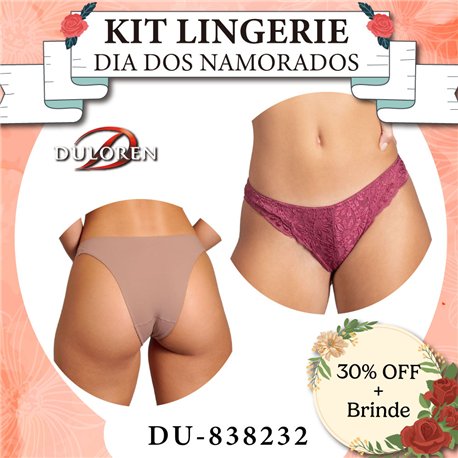 Dia dos Namorados Kit Lingerie Duloren 838232 Kit 2 Calcinhas  