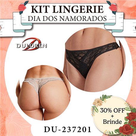 Dia dos Namorados Kit Lingerie Duloren 237201 Kit 2 Fio Dental