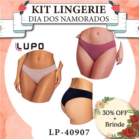 Dia dos Namorados Kit Lingerie Lupo 40907 Kit 3 Calcinhas 