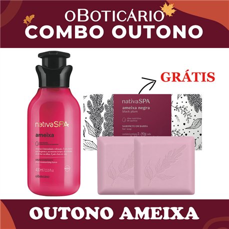 O Boticario Nativa Spa Locao Hidratante Corporal Ameixa 400ml + Brinde  